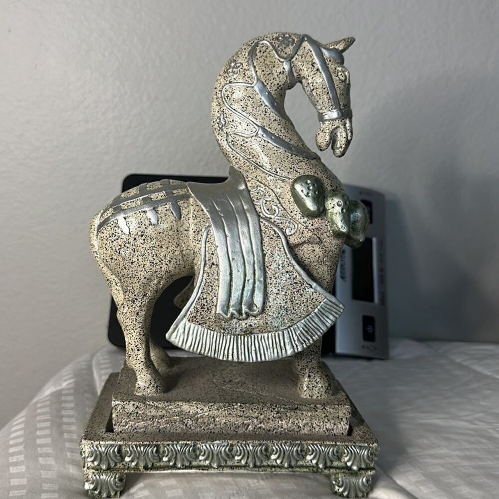 TANG DYNASTY GRANITE WAR HORSE Replica with STATUE PEDESTAL BASE